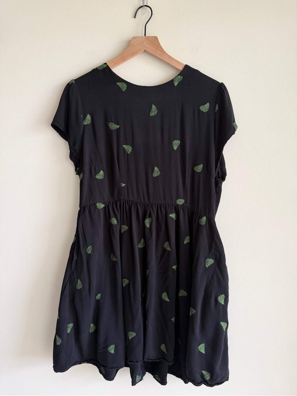 Disturbia Osmunda Fern Embroidered Mini Skater Dress US 10 Black Green Goth - Picture 3 of 15